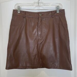 Walter Baker Lamb Leather Mini Skirt Brown 8